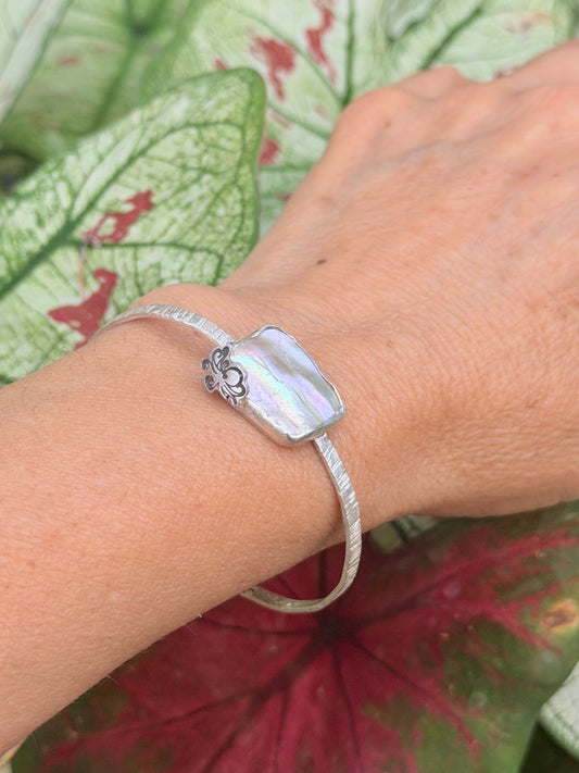 Octopus Abalone Shell Fresh Water Pearls Cuff Bracelet