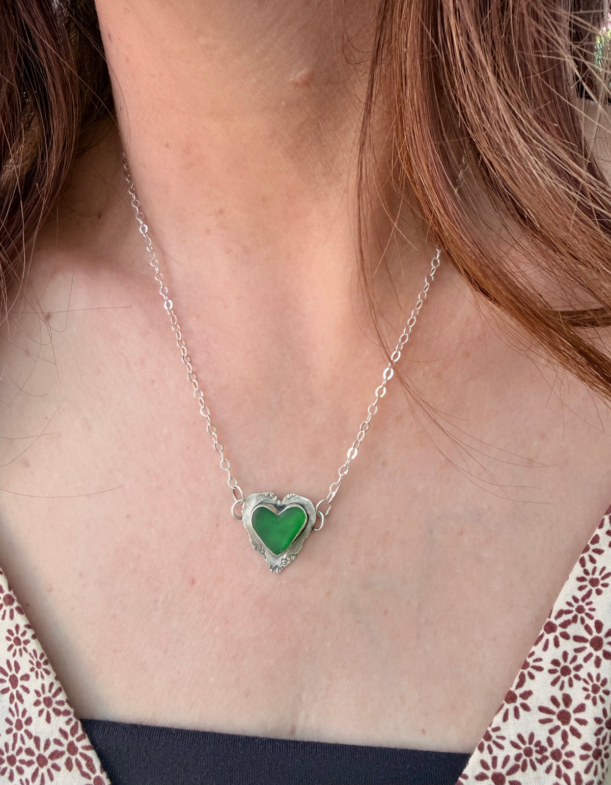 Emerald Green Heart Necklace
