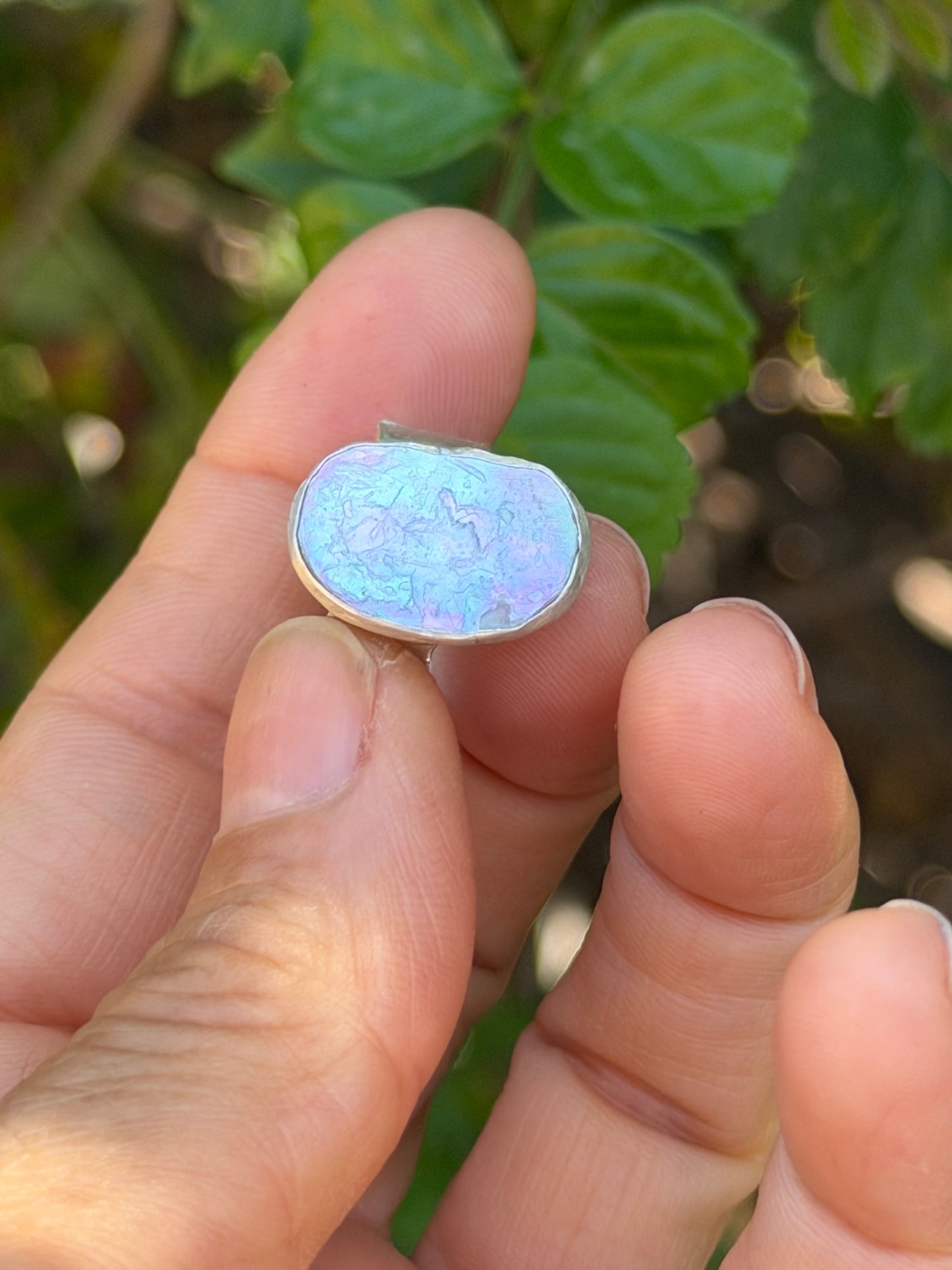 Abalone wide Ring Band