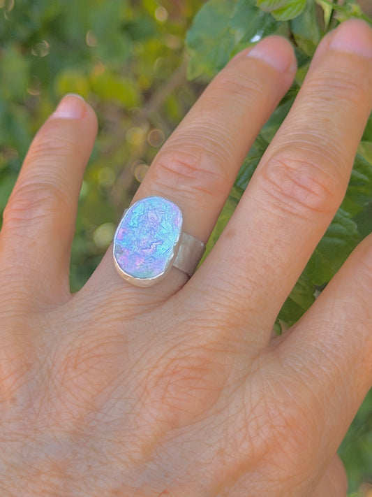 Abalone wide Ring Band