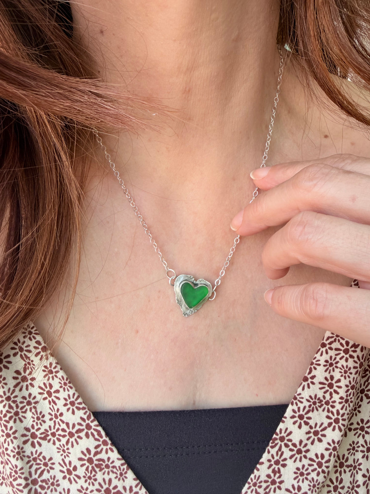 Emerald Green Heart Necklace