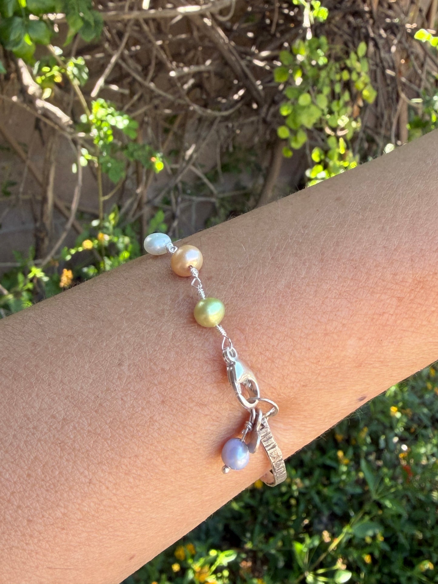 Octopus Abalone Shell Fresh Water Pearls Cuff Bracelet