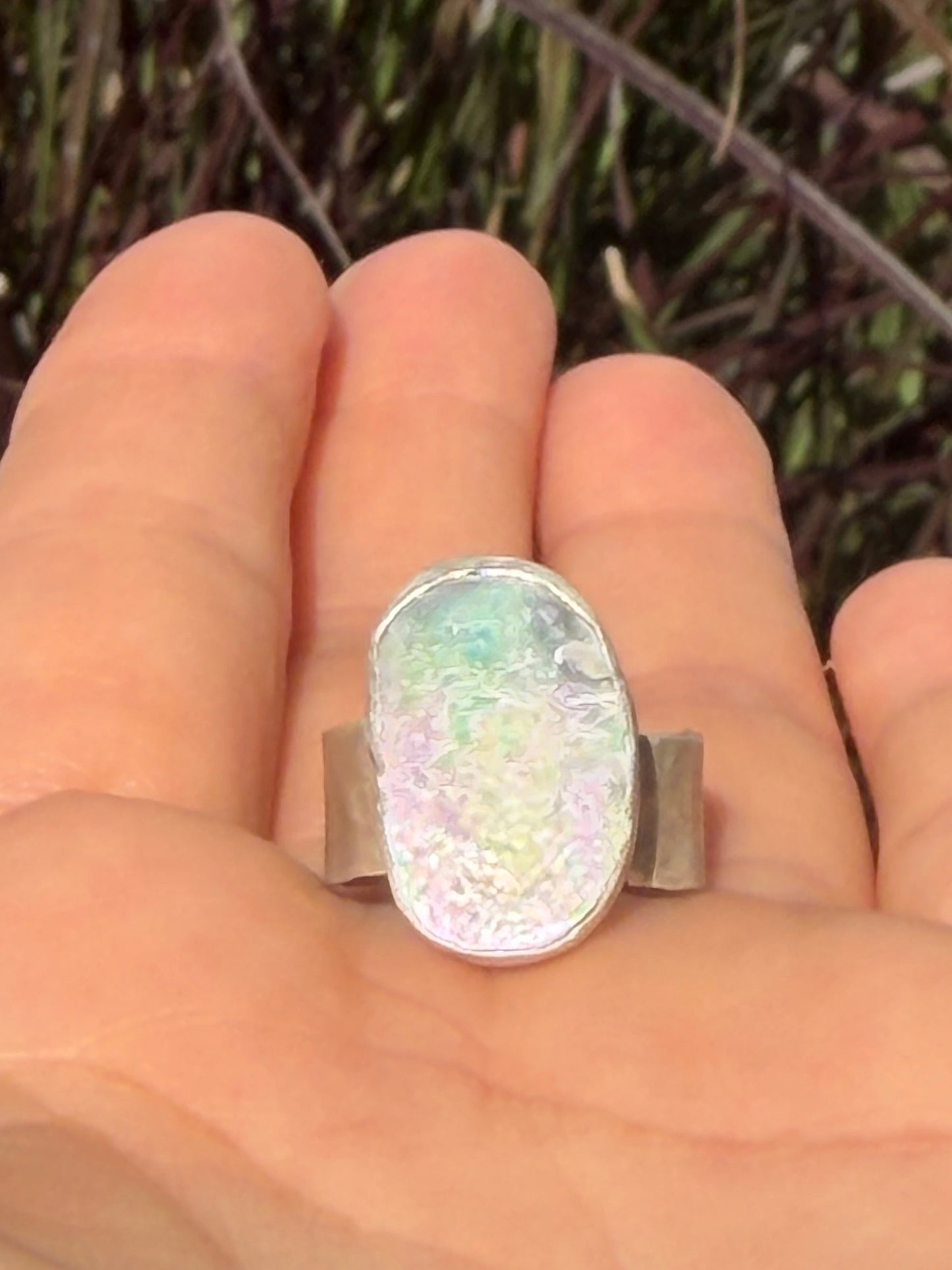 Abalone wide Ring Band