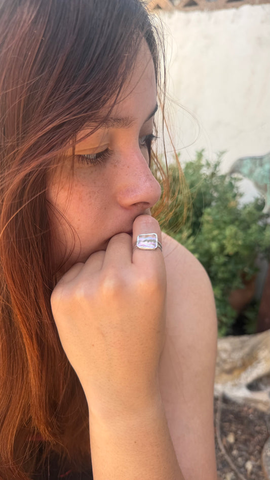 Double Rainbow Abalone Shell Ring