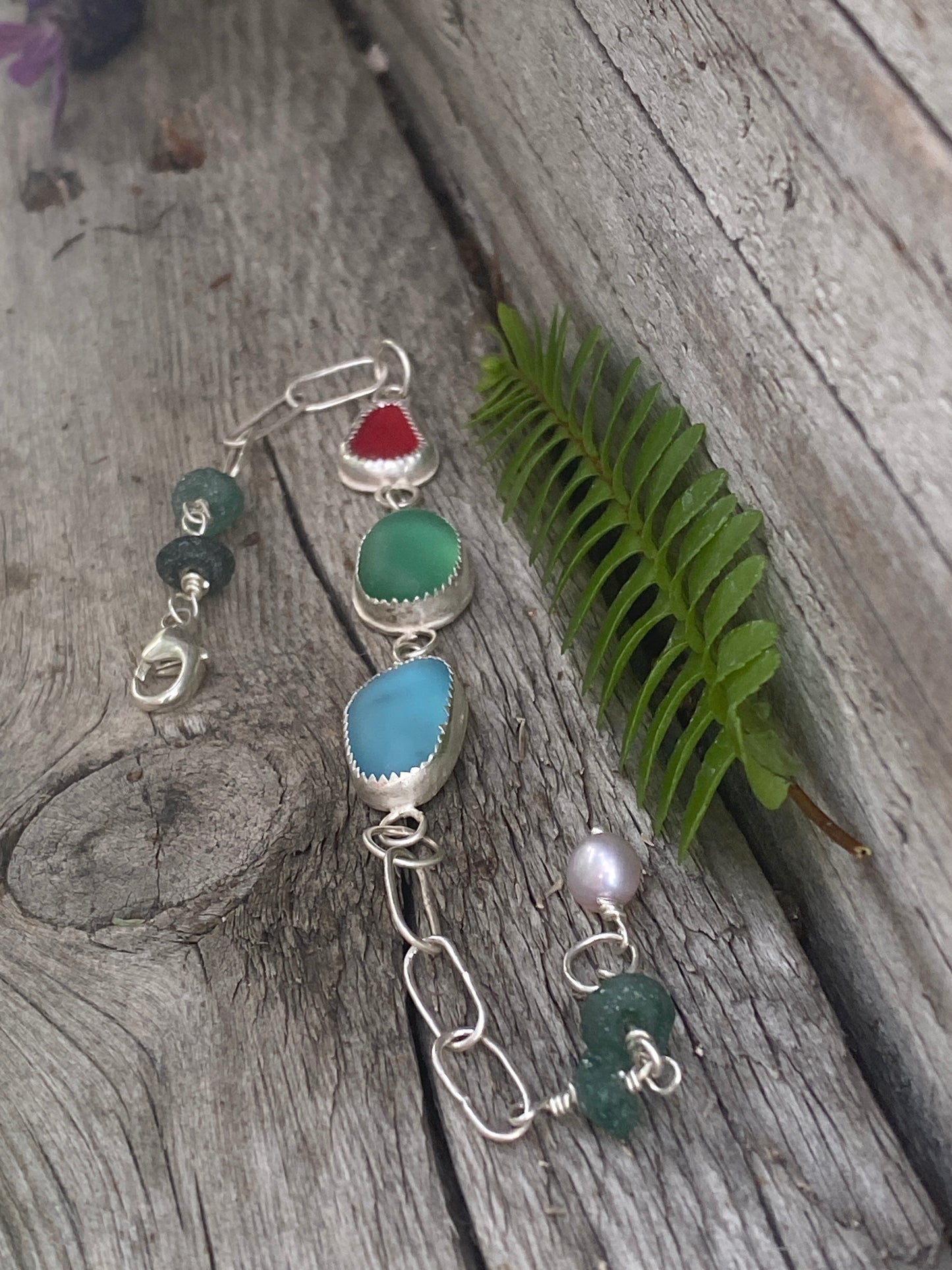 Sea Glass/Greek Sea Glass/Pearl Bracelet