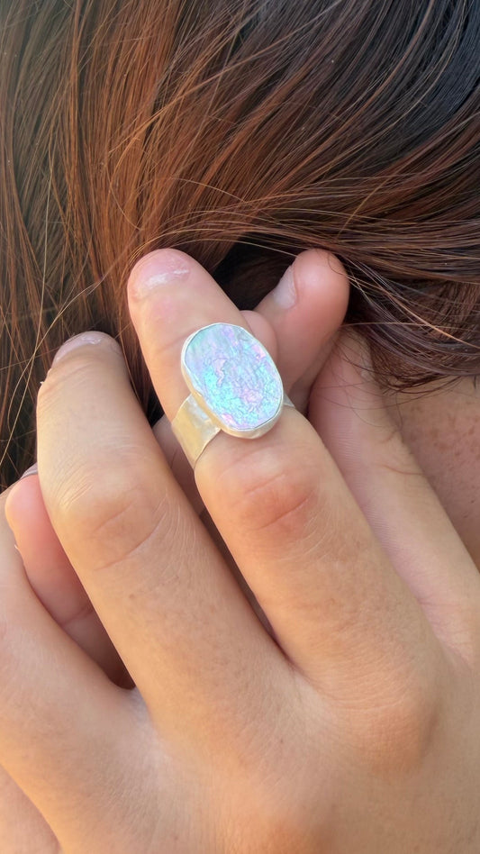 Abalone wide Ring Band