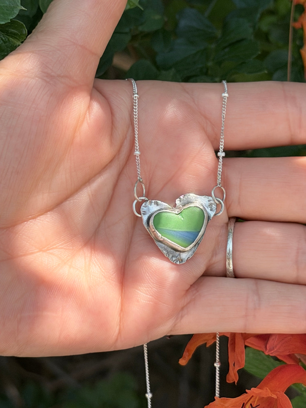 Marble Green and Blue Necklace