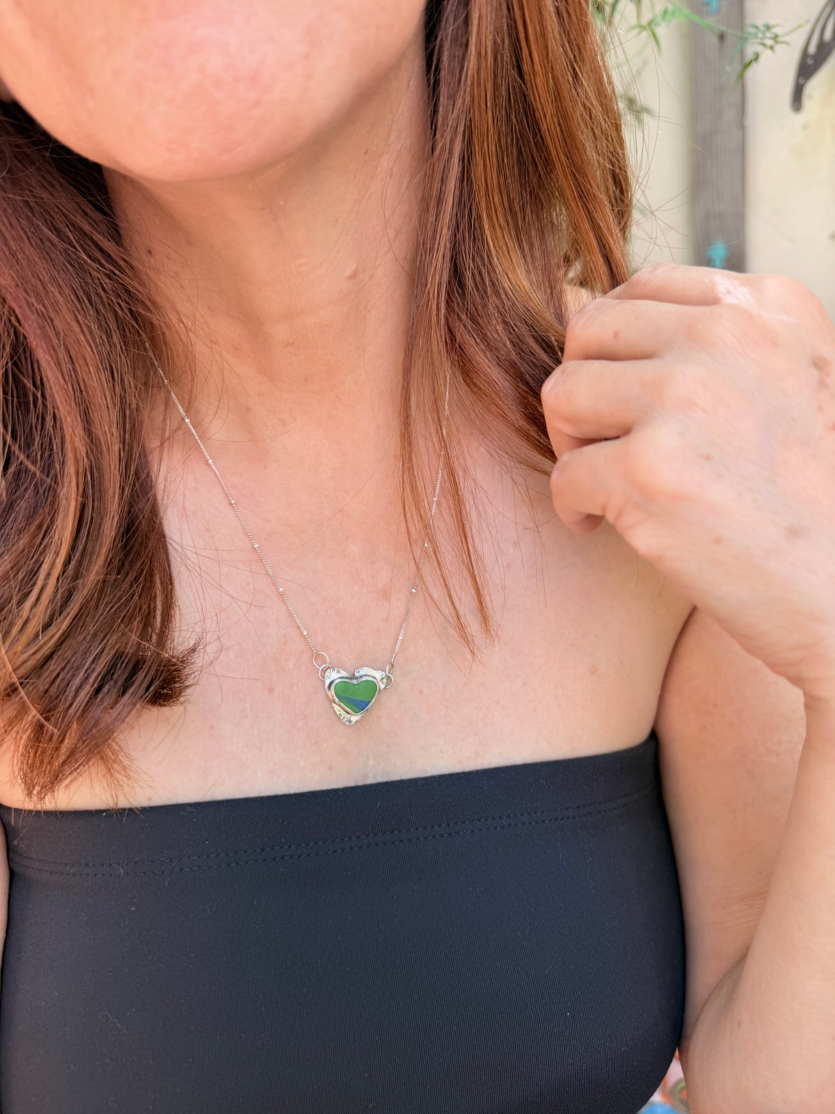 Marble Green and Blue Necklace