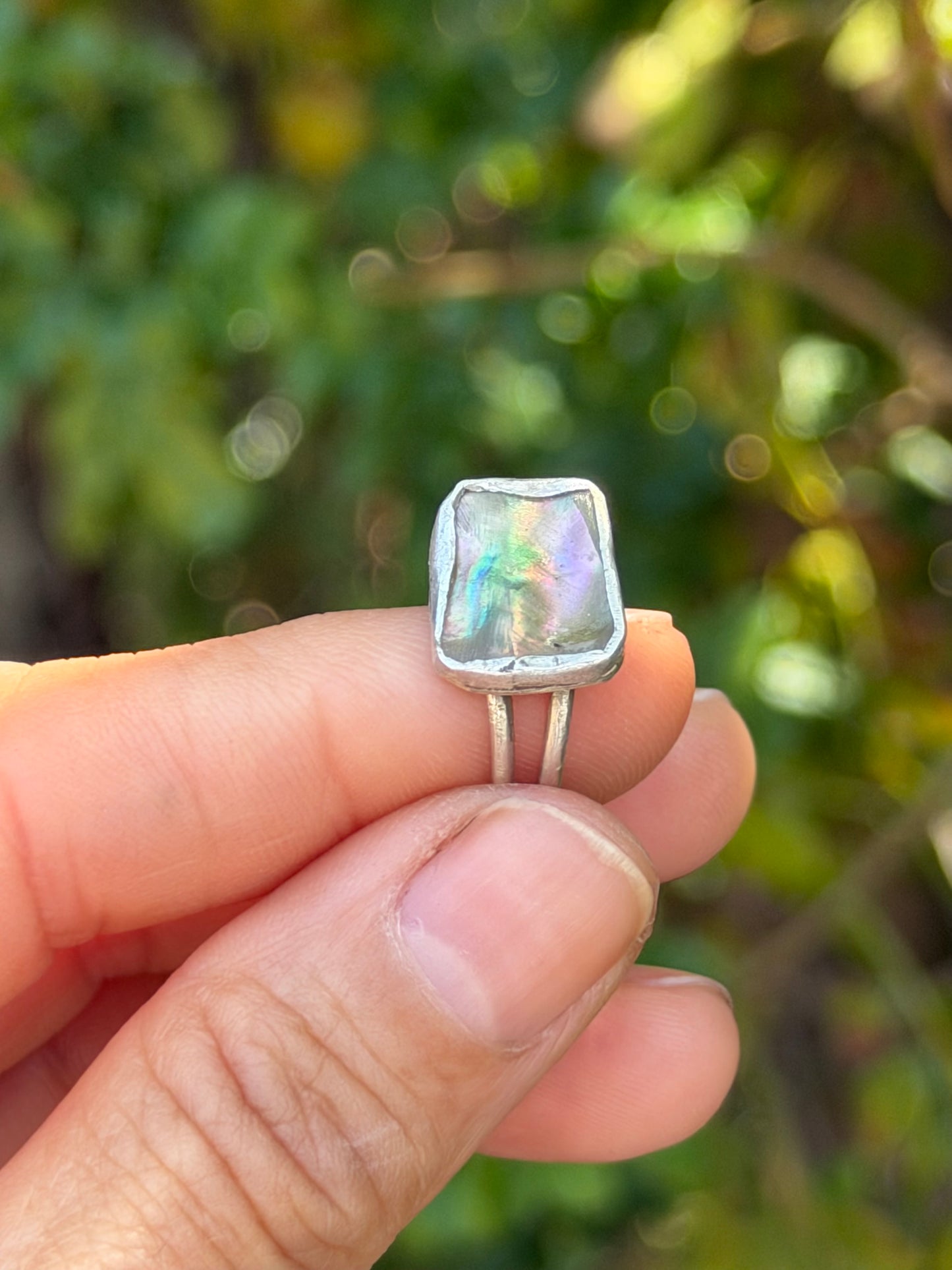 Double Rainbow Abalone Shell Ring