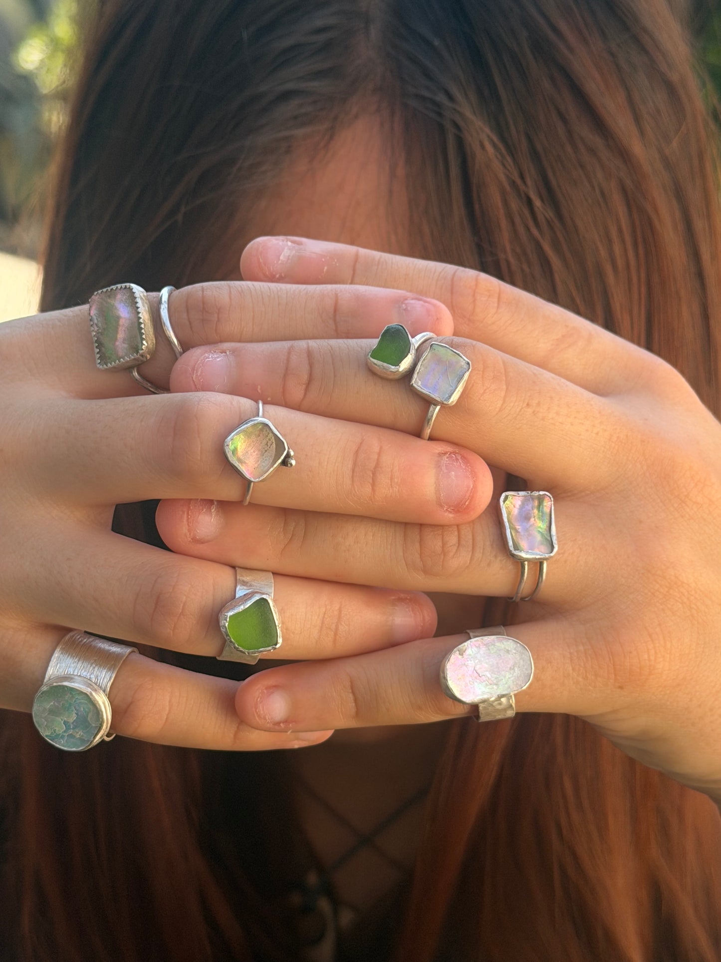 Abalone wide Ring Band